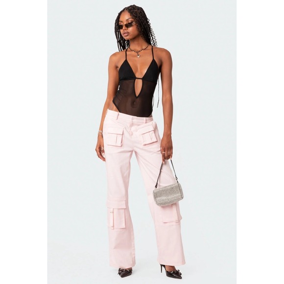 Edikted Tops - Edikted Alva Open Back Sheer Mesh Bodysuit‎ Party Sexy